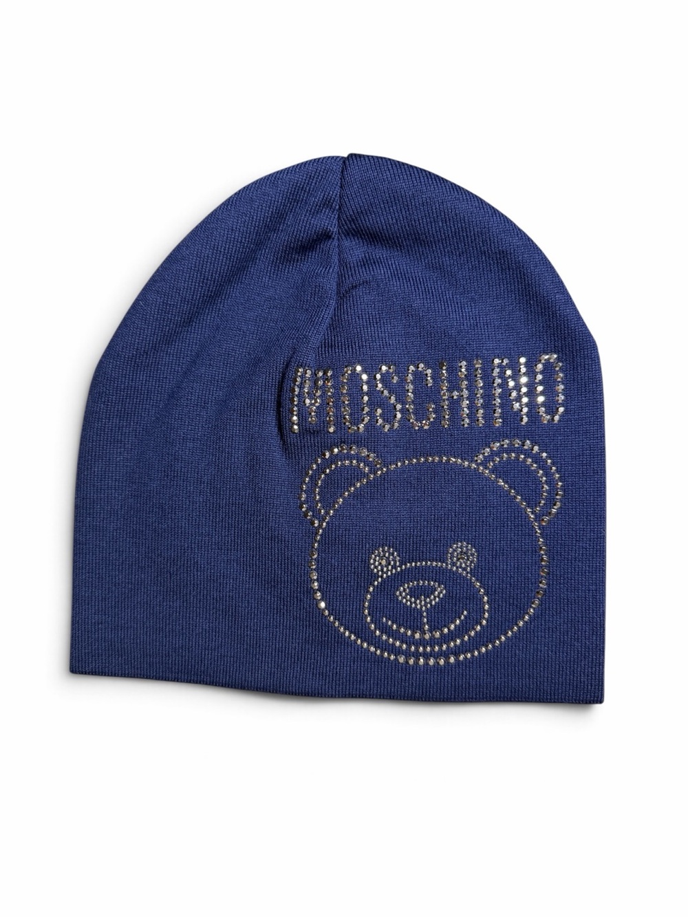 Moschino Kids Royal Blue Rhinestone Bear Knit Hat NWOT